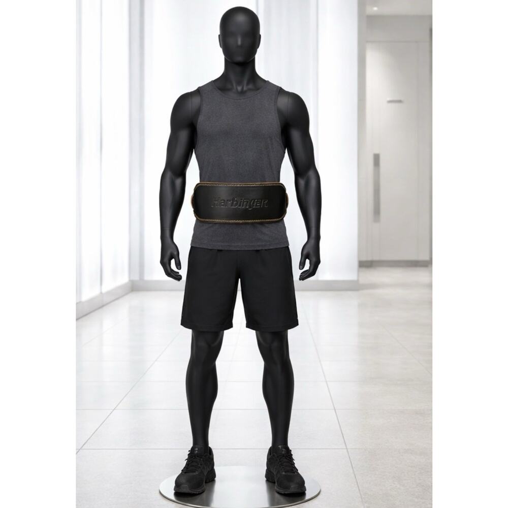 Harbinger 5.5” Padded Leather Weight Lifting Belt Black Size Large New